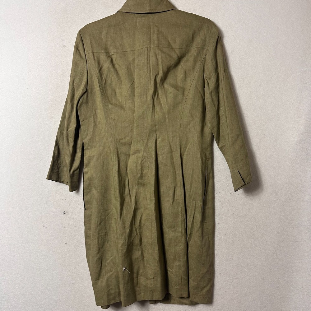 Planet Womens Shirt Dress sz 12 Olive green Pockets Collar Button 100% Linen - Picture 6 of 8